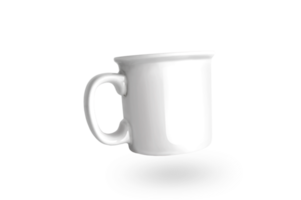 mug blanc uni flottant sur fond transparent png