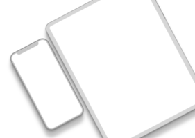 tablette blanche minimaliste et smartphone sur fond transparent png