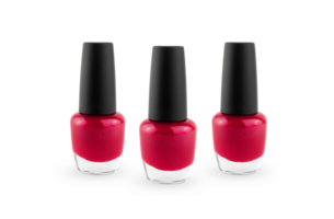 Set of Red Nail Polish Bottles on Transparent Background png