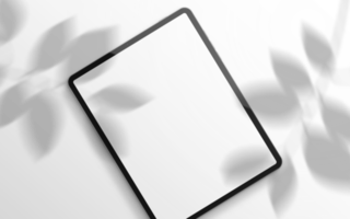 tablet pro blanco liso con sombras sobre fondo transparente png
