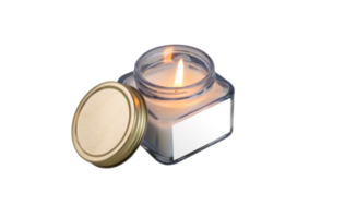 Isolated Glass Candle Jar With Label png