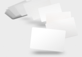 Floating Blurred White Business Cards on Transparent Background png