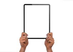 Isolated Plain White Tablet Pro in Hands png