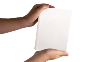 Plain White Book in Hands on Transparent Background png