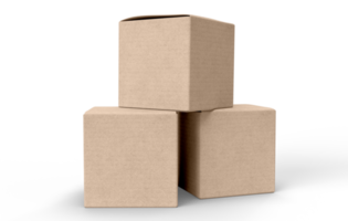 Three Cardboard Boxeson Transparent Background png
