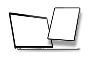 tablette et ordinateur portable sur fond transparent png