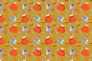 Halloween cute ghost seamless pattern with boo vector