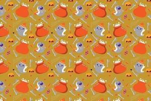 Halloween cute ghost seamless pattern with boo vector