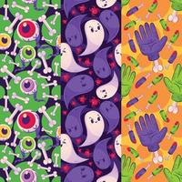 Hand-drawn halloween patterns theme vector