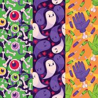 Hand-drawn halloween patterns theme vector