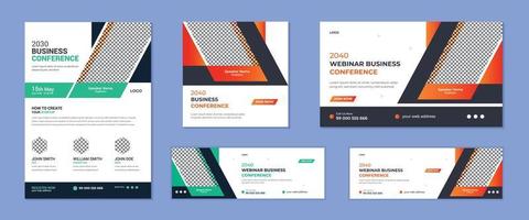 Business webinar conference web banner design. Usable for Brochure design, cover, annual report, poster, Business conference flyer and online webinar conference invitation banner design template. vector