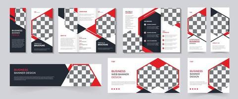 plantilla de diseño de tríptico de negocios creativo elegante y moderno con diseño de promoción minimalista. uso para catálogo comercial, folleto, volante triple, banner web, portada web, informe anual vector