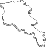 dibujado a mano del mapa 3d de armenia png