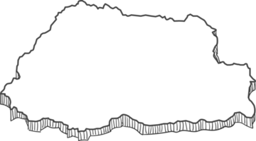 Hand Drawn of Bhutan 3D Map png