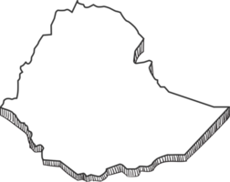 mão desenhada do mapa 3d da etiópia png