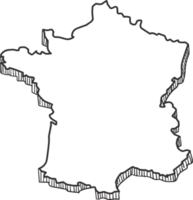 dibujado a mano del mapa 3d de francia png