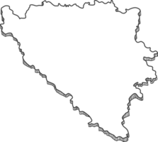 Hand Drawn of Bosnia and Herzegovina 3D Map png