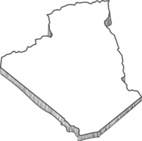 carte 3d de l'algérie dessinée à la main png