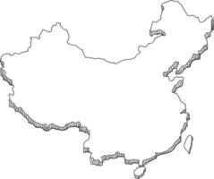 Hand Drawn of China 3D Map png