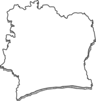 Hand Drawn of Cote d'Ivoire 3D Map png