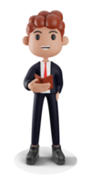 3d businessman reading book png