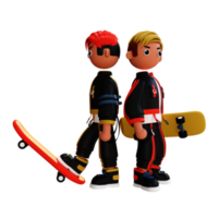 3d skateboarder karaktär illlustration png