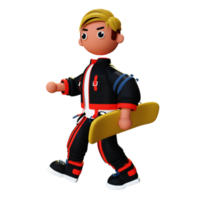 3d skateboarder character illlustration png