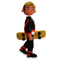 3d skateboarder karaktär illlustration png