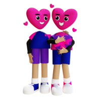 3d love couple character illustration png