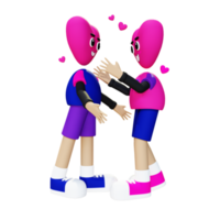 3d love couple character illustration png