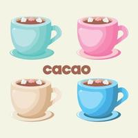 una taza de chocolate caliente con malvaviscos. estado de ánimo de otoño. vector