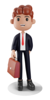 3d Businessman holding briefcase png