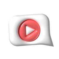 3D-Play-Video-Schaltfläche Sprechblase-Symbol. Media-Player-Zeichen oder -Symbol png