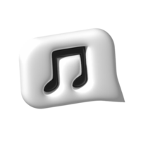 bulle de dialogue de signe de note de musique 3d. symbole d'icône de mélodie et d'air png