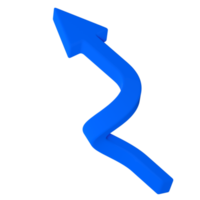 seta curvada azul 3d png