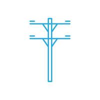 eps10 blue vector power pole line art icon isolated on white background. electrical tower outline symbol in a simple flat trendy modern style for your website design, logo, and mobile application