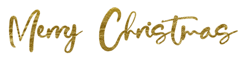 Golden Text Merry Christmas cut out png