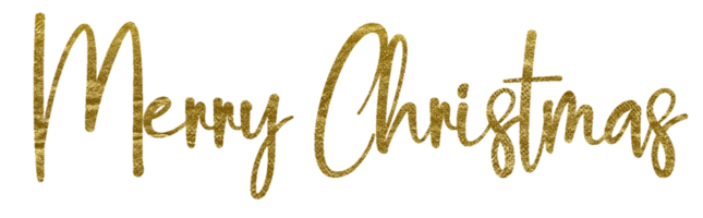 Golden Text Merry Christmas cut out png