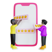 Satisfied Customers Giving Five Stars Review 3D Illustration png