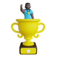 Stylized 3D Athlete Inside a Trophy Cup png