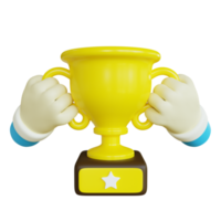 Stylized 3D Hand Holding Trophy png