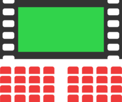 cine pantalla verde asiento rojo teatro icono png