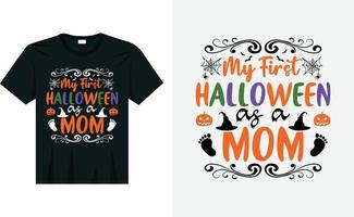 mi primer halloween como mamá tipografía diseño de camiseta de halloweendiseño vector