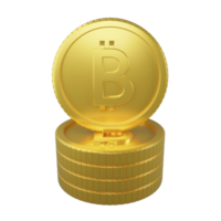 3D rendering bitcoin stack isolated on transparent background png