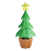 3D rendering Christmas tree in flowerpot isolated on transparent background png