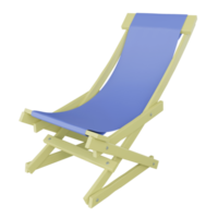 chaise de plage de rendu 3d isolée sur fond transparent png