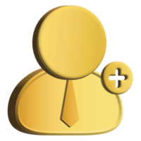 Gold add user icon on transparent background Free PNG