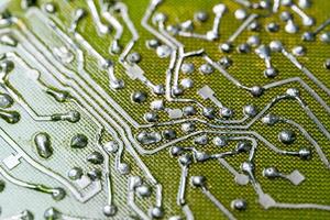 old flat bare fiberglass pcb without components with selective f photo