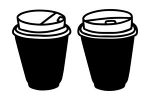 Cartoon set paper coffee cups on white background. vector