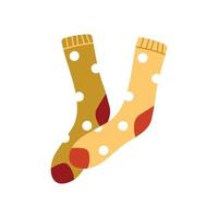 Vector illustration flat design colorful socks .Textile warm clothes socks pair cute decoration wool winter clothing.